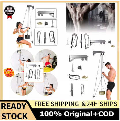 【High Quality+ In Stock】DIY Pulley Cable Machine Attachment System, Tricep  Workout Machine Wall-Mounted Cable Pulley System with Loading Pin for LAT 