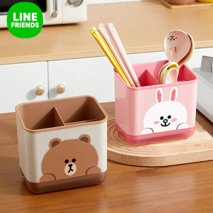 LINE FRIENDS Brown Kitchen Holder 3 Compartments Quick-drain Detachable PP Organizer LFB77
