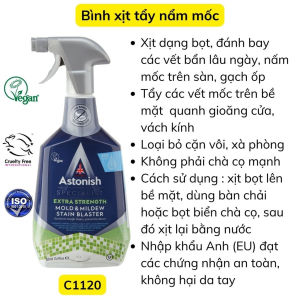 Set chai xịt vệ sinh nhà tắm Astonish bình xịt tẩy nấm mốc ố vàng sàn gạch tẩy rửa các thiết bị inox nhà tắm