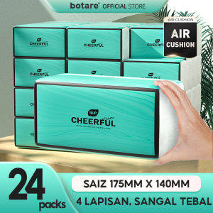 【Buy 20 + Get 4 Free】Botare CHEERFUL BLUE 4-Ply 200-Sheet Deluxe Tissues – Extra Thick Strong & Hanging Style Bulk Pack