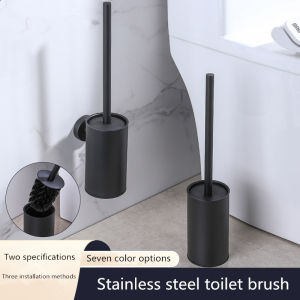 Circular Type Stainless Steel Toilet Brush Black Bathroom Cleaning Brush Holder with Toilet Brush Wall Mount Seven Color Options2026