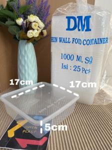 THINWALL MEREK DM/ KUALITAS TERBAIK SQ KOTAK SAMA SEGI/KOTAK MAKAN PLASTIK UKURAN 1000ML 1500ML 2000ML DAN 3000ML JUMBO TERMURAH 1 SLOP ISI 25 SET