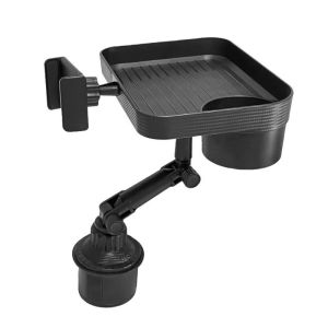 VGMJ Adjustable Car Cup Holder Tray Portable Attachable Car Organizer Tray Car Accessories with Phone Holder Storage Rack Car Interior