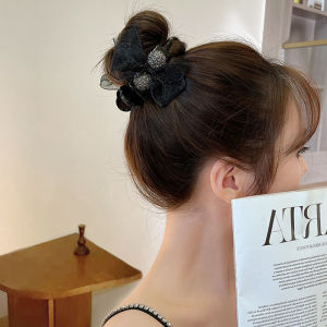 rhinestone bow bun head grasp clip high quality ponytail hairpin girls on the back of the head 2024 new headdress