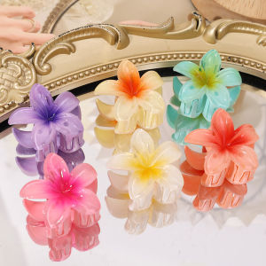 6Pcs Plumeria Flower Hair Clips for Women Girls Ladies Summer Holiday Hair Accessories Hawaiian Beach Fashion Hair Clamps Ponytail Holder Barrettes Non-slip Flower Shape Hairpins