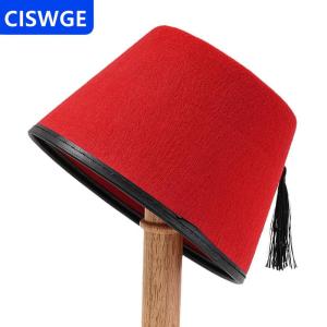 [COD] CISWGE AUTOPARTS Tarboosh Fez Hat Cho Nam Giới Phổ Màu Đỏ Ma-rốc Hat Ottoman Vòng Hat Thoáng Khí Tua Thổ Nhĩ Kỳ Cap Vai Trò Chơi Mũ Nón