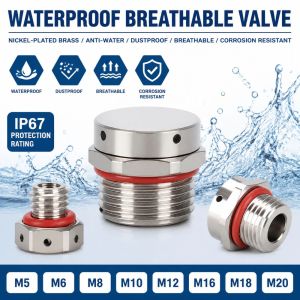 NOBLELYN Brass Vent Plug M5 M6 M8 M10 M12 M16 M18 M20 Nickel Plated Pressure Balance Plug Durable Waterproof Breather Valve