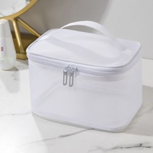 MICACOH 1/2/3 Layers Mesh Cosmetic Bags Transparent Zipper Perspective Makeup Bag Simple Wash Pouch Double-layer Storage Bag Women