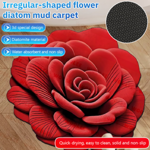 [3D Effect] Special-Shaped Flower Diatom Mud Carpet Non-slip Bathroom Rug Absorbent Quick Drying Door Mat Home Decor