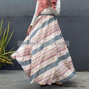Rok Panjang Wanita Terbaru Model Payung Mayung Lebar Nafisha Umbrella Long Skirt Full Furing