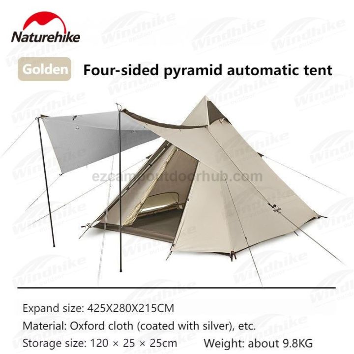 Naturehike%20Four-Sided%20Pyramid%20Automatic%20Tent%20Outdoor%20Portable%20Awning%20Four-Sided%20Quick%20Build%20Auto%20Pole%20Pyramid%20Large%20Hall%20Double%20Door%20For%203-4%20Persons%20Waterproof%20Breathable%20Camping%20%20Hiking%20Travel%20Heavy%20Duty%20Original%20Nature%20Hike%20-%20Image%207