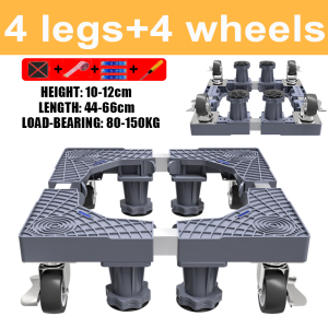 【Bearing800kg】Washing Machine Rack Stand Wheel Adjustable Washing Machine Base Stand Refrigerator Holder Movable Refrigerator Rack Stand Ref Stand With Wheels Refrigerator Stand With Wheels Multifunctional Refrigerator Bracket Stand