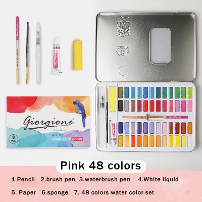 Giorgione 36/48 Colors Solid Water Color Paint Set With Metal Iron Box Watercolor Painting Pocket Pigment