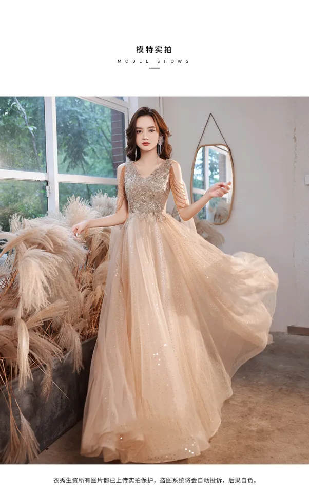 HOFALY Women Elegant Classy 2023 Champagne Bride Plus Size Formal