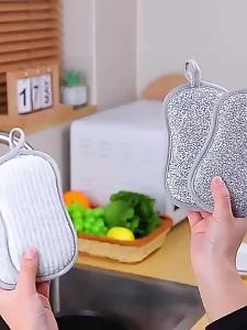 Steel wire dishcloth replaces steel wool and silver wire rags is not prone to retaining oil double-sided and thick cleans pots without damaging them a magical dishwashing tool