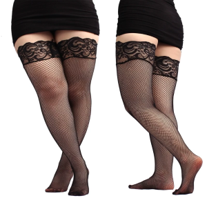 Women Black Fishnet Thigh High Socks Elastic Hollow Out Dress Trouser Mesh Net Tights Stockings Over The Knee Stockings