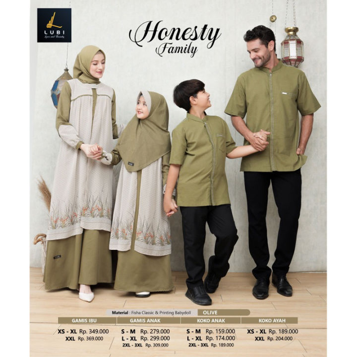 Sarimbit Keluarga 2023 Lubi Honesty Family Olive Baju Couple Keluarga  Terbaru Seragam Modern Mewah Premium | Lazada Indonesia