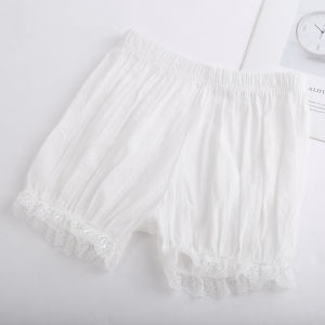 ZEEMIN Women Lace Short Panties Imitation Silk Ruffle Anti Exposure Safety Pants Lolita Satin Knickers Shorts Dress Pettipant S-XXL