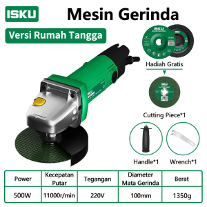 ISKU Mesin Gerinda Tangan 4 Inch 500W 800W Angle Grinder Listrik Asli Gulungan Tembaga Anti Bakar K3L Alat Potong Besi Kayu Keramik Poles Baja Alat Bengkel Las Gurinda Multifungsi Heavy Duty Anti Jepret Hemat Daya Mesin Bandel Awet Tahan Lama