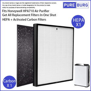Pureburg - Honeywell HPA710 HPA710WE Air Purifier Filter HEPA + Activated Carbon Set Part # HRF-Q710E & HRF-L710E