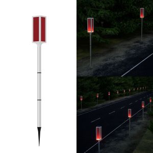 ZG285 Led Flashing Solar Barricade Light Warning Light Stainless Steel Traffic Roadside Lights Lawn Lights Waterproof Signals Solar Lamps Garden
