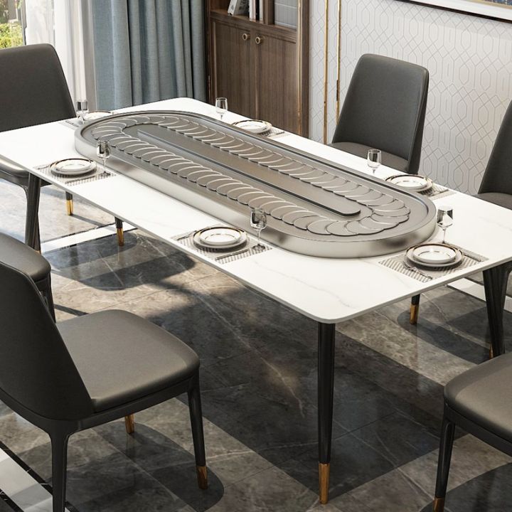 Oval automatic dish turntable rectangular electric dining table ...