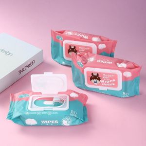 Baby Wipes Disposable Cotton 2 Layer Wet Wipes Baby Care Napkins (Pack of 80)