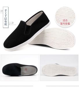 MenS Autumn Breathable Comfortable Cloth Shoes With Hand-Woven Rope Soles Slip-On Lightweight Casual Black Cloth Shoes