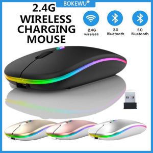 BOKEWU 2.4Ghz Wireless Mouse Rechargeable Mouse Ultra-thin Silent LED Colorful Backlit Gaming Mouse For iPad Computer Laptop PC