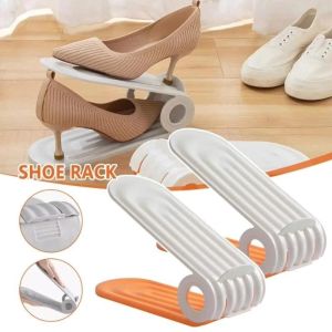 Shoe Organizer Stackable Plastic Shoe Rack Foldable Shoe Container Storage Space Saving Storage Box