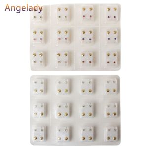 12 Pairs Gold Ear Piercing Earrings Set Hypoallergenic Mini 3mm CZ Studs Jewelry JUL3