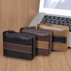 ANGY หนังพียู กระเป๋าสตางค์ผู้ชายมีซิป กระเป๋ามีซิป เคสใส่บัตรเครดิต ถุงเก็บสัมภาระ ใช้งานได้จริง แบบพกพาได้ กระเป๋าใส่เหรียญหนัง PU ตัวผู้ผู้