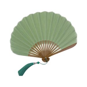 HUNIU Solid Color Folding Hand Fan Bamboo Frame Cotton Linen Cloth Retro Handheld Fan Gentle Design Decoration Dance Fan Home Decoration