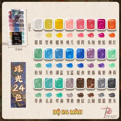 Bộ Màu Nước Nhũ Kim Tuyến Ngọc Trai 24 Màu Siêu Xinh – Hàng Cao Cấp