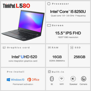 Lenovo Laptop L580 Thinkpad gaming 1920 * 1080 screen 8th Gen Intel i7 8550U processor 15.6inch ultrathin IPS FHD 16GB RAM 256TB SSD