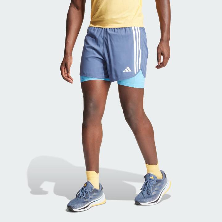 adidas Running Own The Run 3-Stripes 2-in-1 Shorts Men Blue IK4980