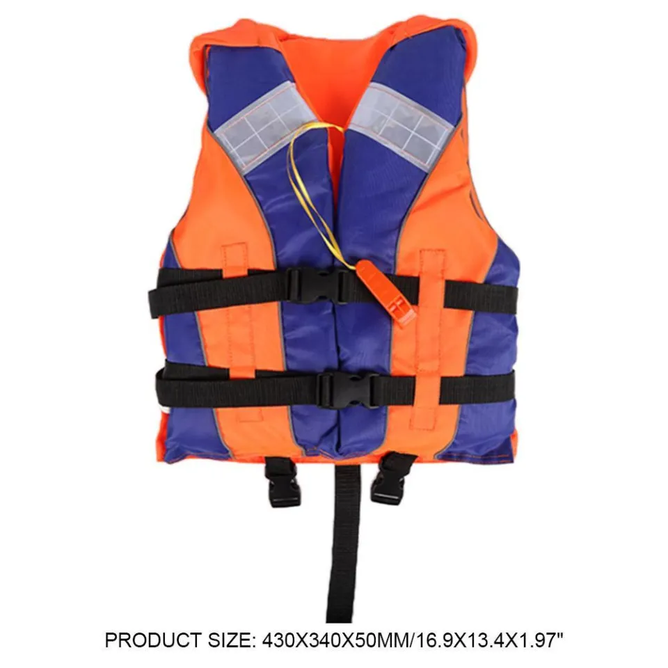 HOSPORT] Adult Kids Life Vest with Whistle Reflective Strips