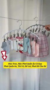 Móc Cong Có 10 Kẹp Phơi Quần Áo Tất Mũ Đa Năng Vuadienmay