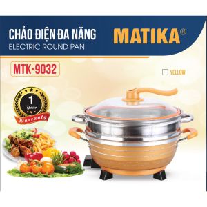 Nổi lẩu điện đa năng MATIKA-1800w MTK-9032 Chảo lẩu điện đa năng Matika lẩu điện matika nồi lẩu điện 2 tầng dung tích 5L bếp lẩu điện đa năng với vỉ hấp sở hữu đa chức năng nấu với chức năng rễ sử dụng B