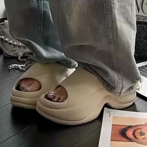 [Free Shipping] Womens high-heeled slippers for summer new thick-soled EVA slippers soft-soled home sandals