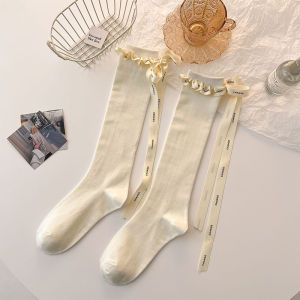🔥One shoes🔥ถุงเท้าน่องผู้หญิง ถุงเท้าสูงถึงเข่า สไตล์ญี่ปุ่น มีโบว์ JK Stacked High Socks