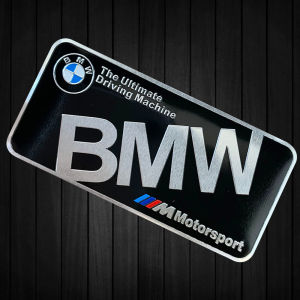 BMW อลูมิเนียมตราสติกเกอร์รูปลอกโลโก้รถสำหรับ BMW สีดำ + เงิน