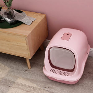 HATELI Cat Litter Box Large Fully Enclosed Cat Litter Box Pet Supplies Splash-proof Semi-enclosed Plastic Cat Toilet 49x38x39cm