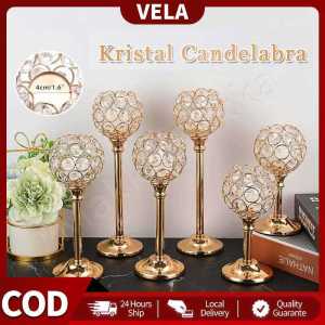 Candelabra Kristal 3 Tingkat Emas - Dekorasi Pernikahan Mewah Hiasan Meja Makan & Alat Peraga Lilin
