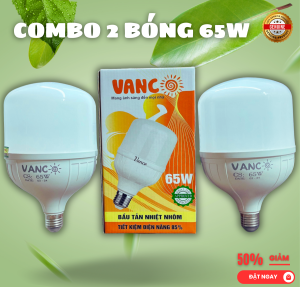COMBO 2 BÓNG LED 65W siêu sáng tiết kiệm điện chống nước LED BULB trụ chính hãng VANCOO BH đổi mới 12 tháng