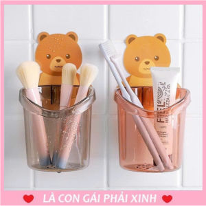 COMBO 2 Cốc Gấu Đựng Bàn Chải Dán Tường Đồ Dùng Phòng Tắm Kệ Đựng Bàn Chải Có Lỗ Thoát Nước Phukienprocare