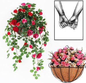 Metal Semicircular Plant Wall Shelf Coconut Silk Wall Hanging Flower Basket Decoration Suitable For Indoor Or Outdoor Plant Cultivation