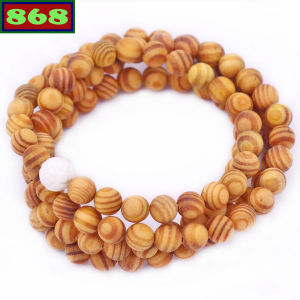 Vòng chuỗi 108 hạt gỗ huyết rồng 8 ly charm hoa sen ốc tượng