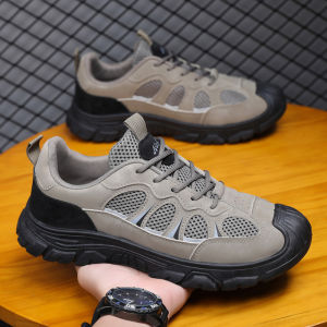 Cross-Border Mens Shoes Four Seasons New Casual Sports Shoes Thick Sole Mesh Breathable Hiking Mountain Shoes Outdoor Work Shoes