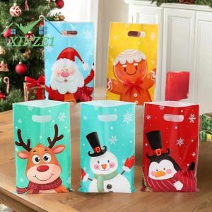 💖💓 ถุงห่อของขวัญคริสต์มาส10 25 50ชิ้นถุงห่อตุ๊กตาหิมะซานตาคลอสคุ้กกี้ขนมถุงมือถือตกแต่งคริสต์มาส